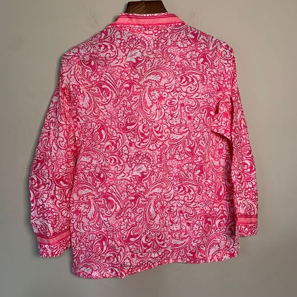 Oscar de la Renta Pink Label Pink Button Down Pajama Top Size XL - Picture 2 of 12